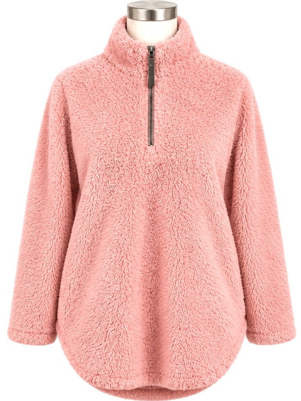 Charles River Apparel Pink Sherpa Quarter Zip Pullover Jacket Large Cozy - Picture 3 of 14
